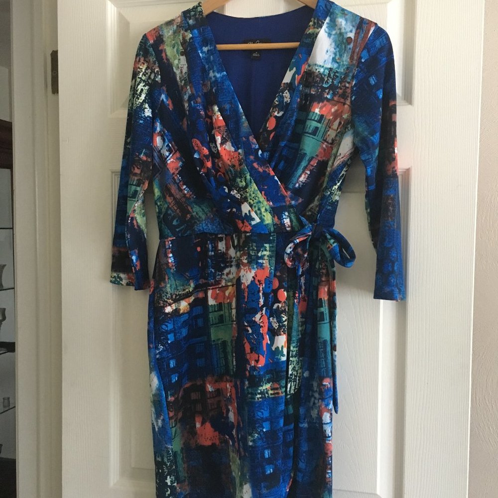 Water Colored Wrap Style Dress